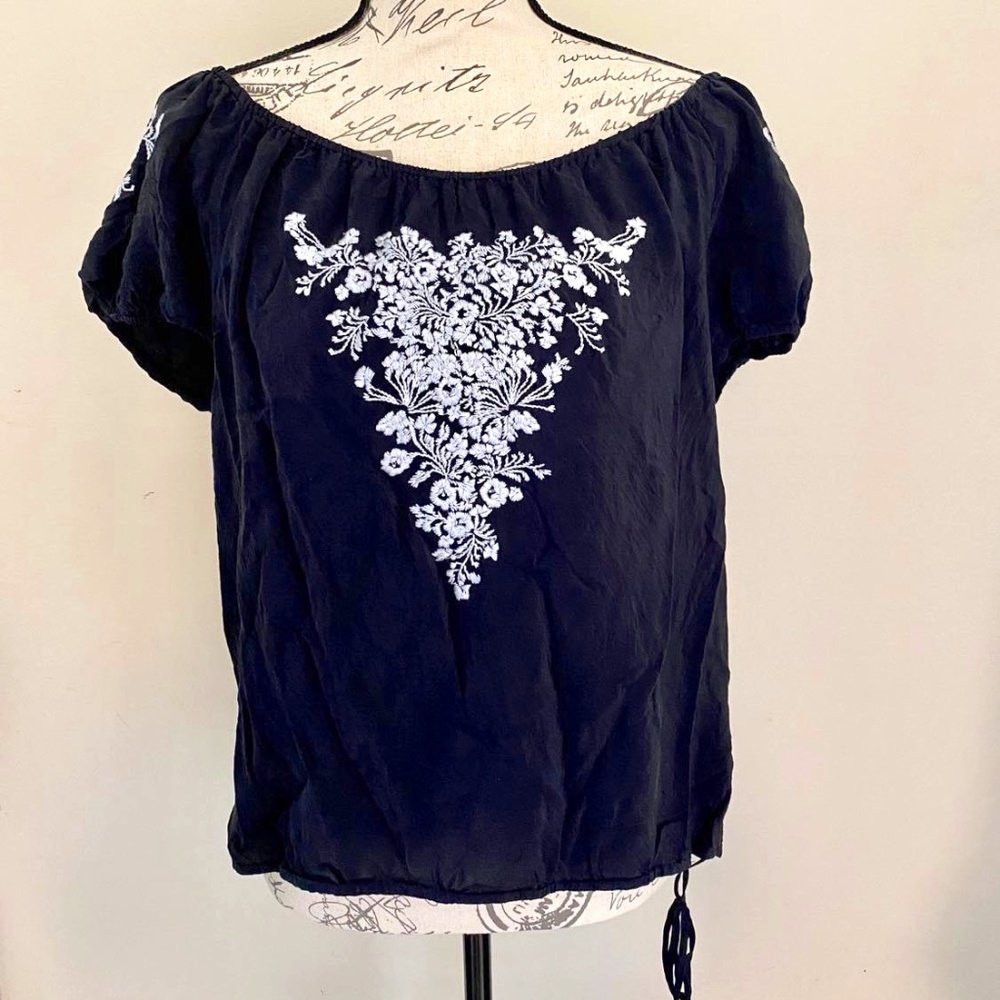 Karen Kane Silk Embroidered Floral Shoulder Top Size XL